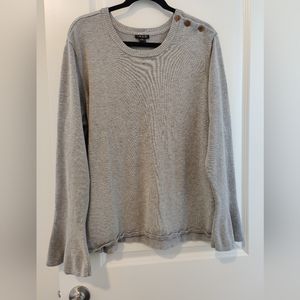 IMAN Global Chic Luxe Signature Subtle Bell Sleeve Sweater Heather Gray Size 2X